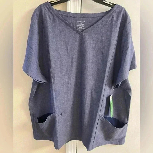 Cuddl duds scrubs top navy double pockets v neck. 3X. NWT - Picture 1 of 6